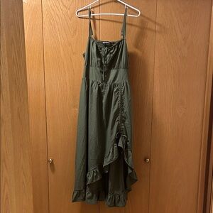 Chic Olive Green Ruffle Scarlet Darkness dress